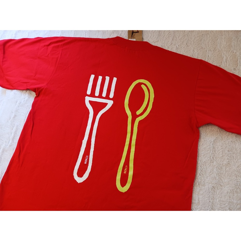 NWT Vintage Bench Fork/Spoon T-Shirt Men's Large Red Phillipines Filipino Brand